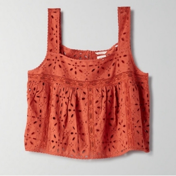 "La Boheme" by Wilfred, rusty orange eyelet tank, size small. - Picture 4 of 10